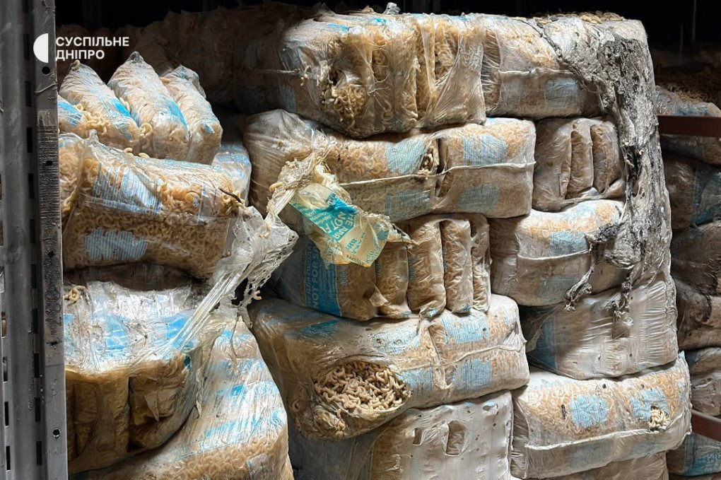 Damaged pasta packages in the UN World Food Programme warehouse hit by a Russian drone in Dnipro. (Source: Suspilne Dnipro) Damaged pasta packages in the UN World Food Programme warehouse hit by a Russian drone in Dnipro. (Source: Suspilne Dnipro)