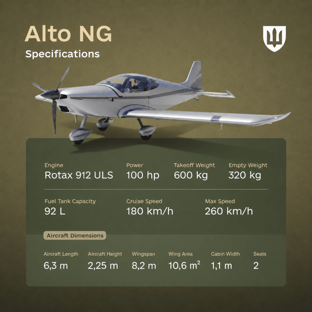 ALTO NG training aircraft specifications. 