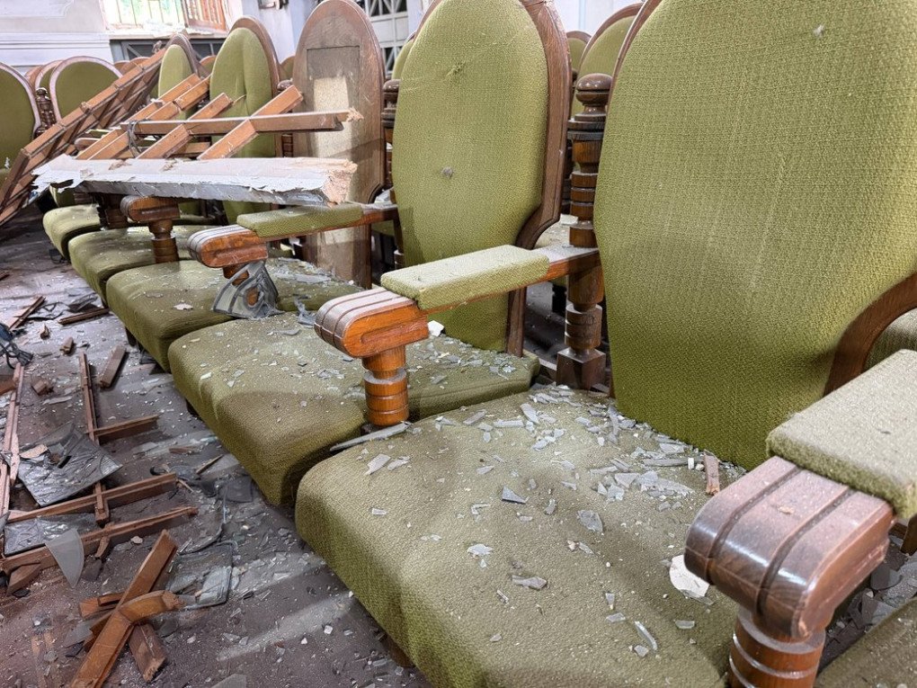Concert hall of the House of Organ and Chamber Music after the Russian attack on Dnipro on June 15, 2026. (Source: Suspilne Dnipro) Concert hall of the House of Organ and Chamber Music after the Russian attack on Dnipro on June 15, 2026. (Source: Suspilne Dnipro)