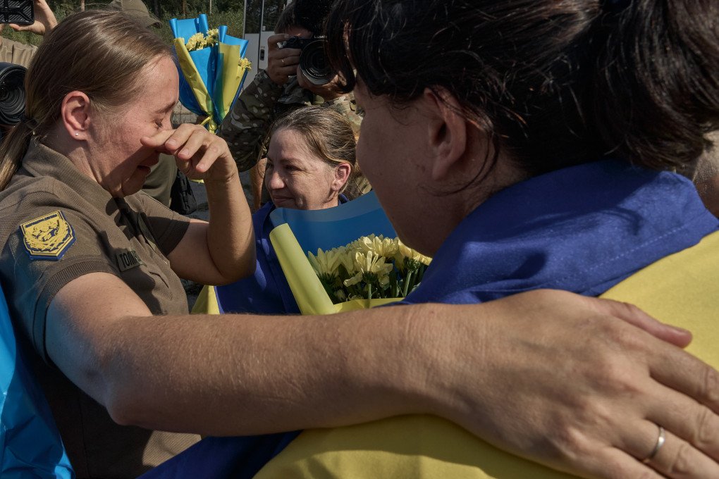 During the exchange, for the first time in a long time, women who were detained before the full-scale invasion and those who were subjected to inhumane treatment were released. (Photo by Kostiantyn Liberov/Libkos/Getty Images)