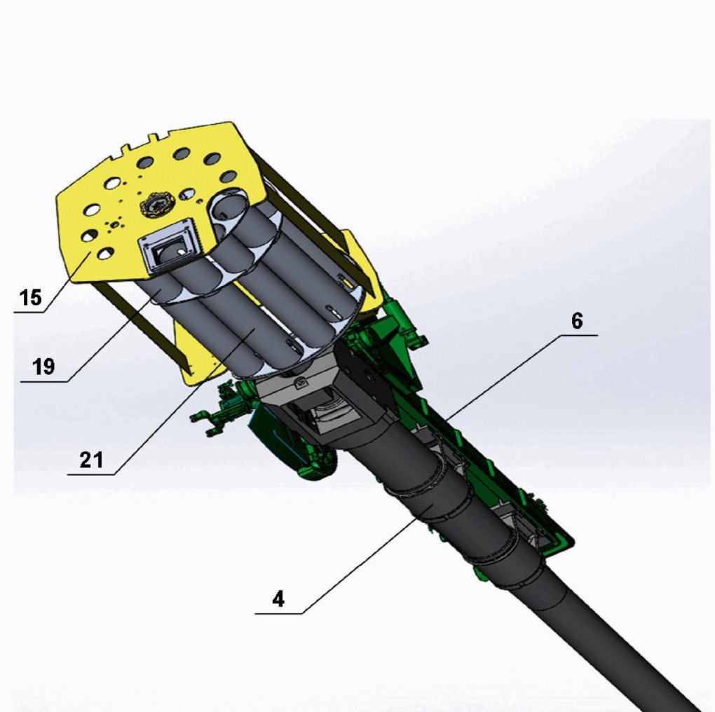 Top view of the MTS-15 “Clover” autoloader layout featuring a 12-round rotating drum. (Source: Btvt.info)