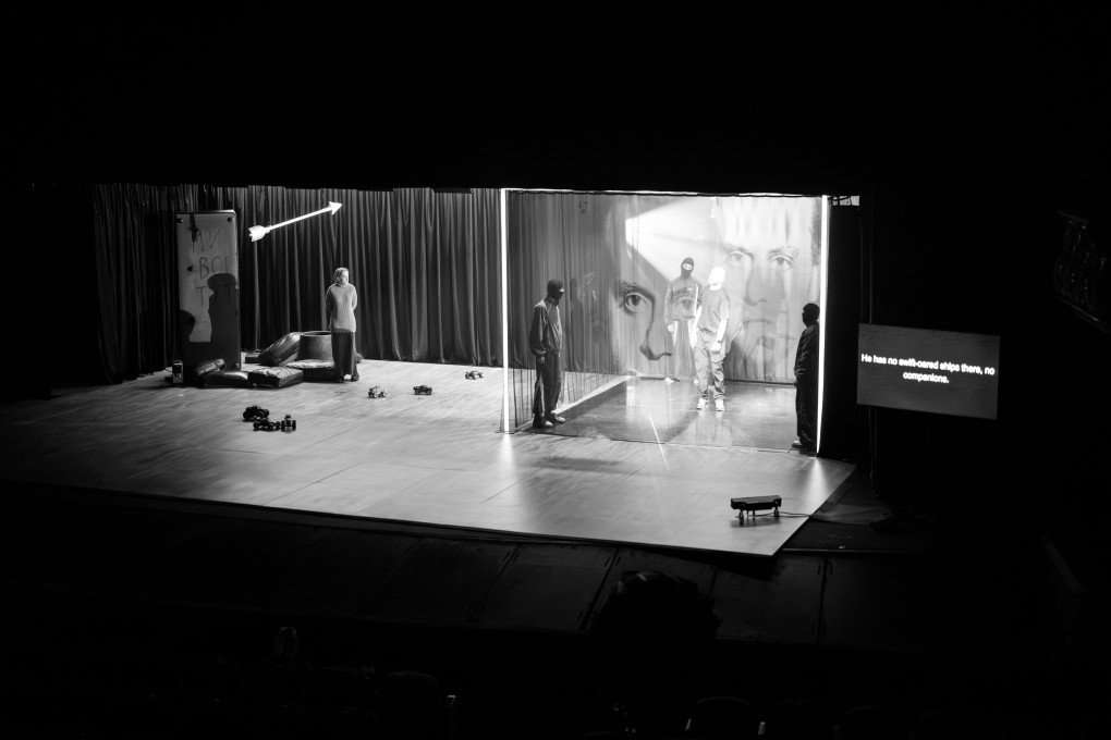 Minimalist in its design, the stage creates a world where every movement feels charged with tension. (Photo: Vic Bakin/UNITED24 Media)