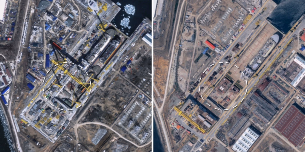 Satellite images show construction progress on Russia’s new Leader-class icebreaker at the Zvezda shipyard between 2022 and 2026. (Source: Business Insider, Vantor) Satellite images show construction progress on Russia's new Leader-class icebreaker at the Zvezda shipyard between 2022 and 2026. (Source: Business Insider, Vantor)