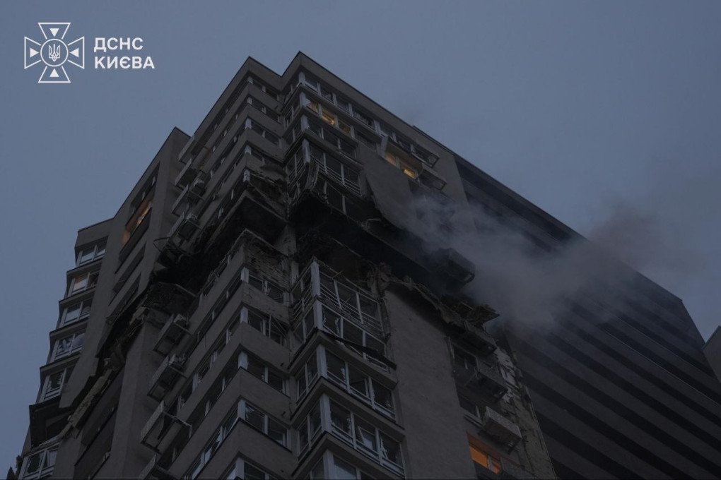 Aftermath of a Russian airstrike on a Kyiv high-rise, October 21, 2026. (Source: SES) Aftermath of a Russian airstrike on a Kyiv high-rise, October 21, 2026.