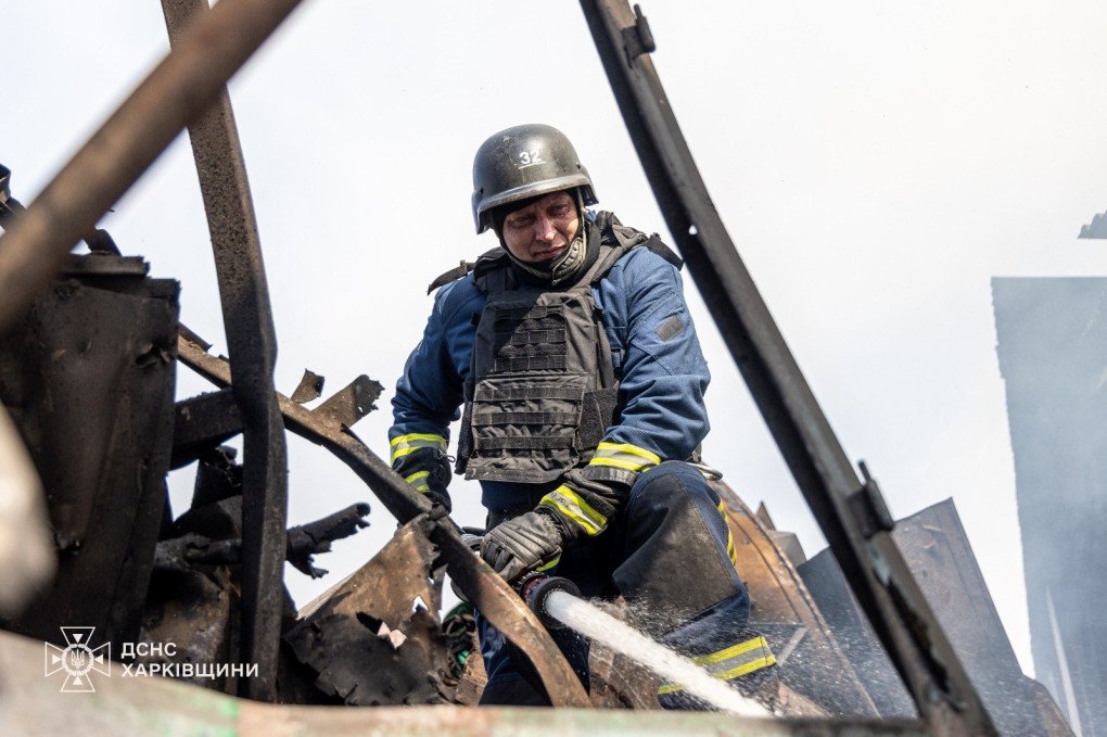 Rescuers are working to eliminate the consequences of the Russian attack on Khrakiv, Ukraine on June 3, 2026. (Source: State Emergence Service)