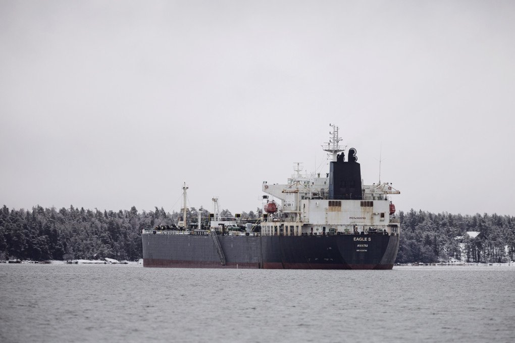 The detained Eagle S tanker, which damaged undersea cables in the Baltic Sea last month, off the coast of Porvoo, Finland, on Thursday, Jan. 9, 2025. Finnish authorities deemed the tanker that's part of the fleet carrying Russian oil as not seaworthy after inspections onboard. Photo by Roni Rekomaa/Bloomberg via Getty Images The detained Eagle S tanker, which damaged undersea cables in the Baltic Sea last month, off the coast of Porvoo, Finland, on Thursday, Jan. 9, 2025. Finnish authorities deemed the tanker that's part of the fleet carrying Russian oil as not seaworthy after inspections onboard. Photo by Roni Rekomaa/Bloomberg via Getty Images