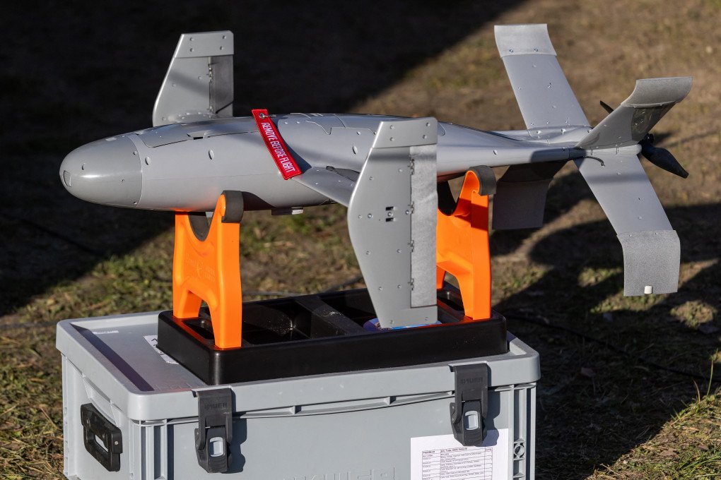 MEROPS interceptor drone during tests in Nowa Deba, Poland, November 18, 2025. (Source: Getty Images)