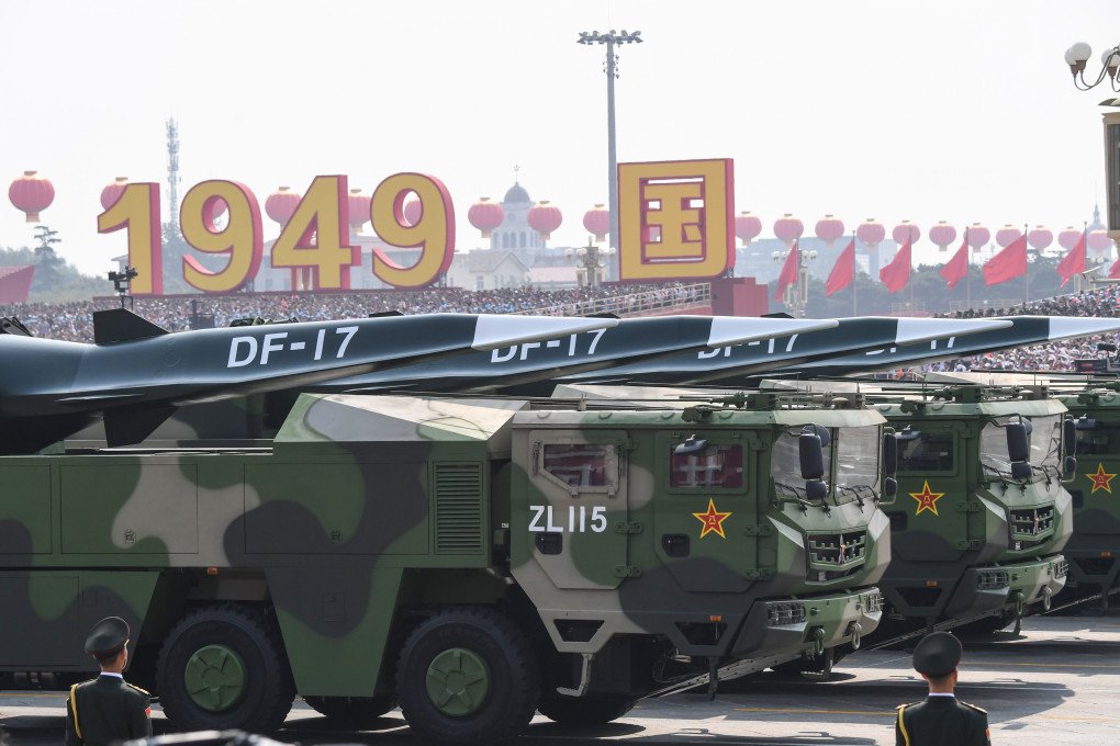 Military vehicles carrying DF-17, designed to carry the DF-ZF hypersonic glide vehicle, which US intelligence considers to be nuclear-capable, participate in a military parade at Tiananmen Square in Beijing on October 1, 2019. (Source: Getty Images) Military vehicles carrying DF-17, designed to carry the DF-ZF hypersonic glide vehicle, which US intelligence considers to be nuclear-capable, participate in a military parade at Tiananmen Square in Beijing on October 1, 2019. (Source: Getty Images)