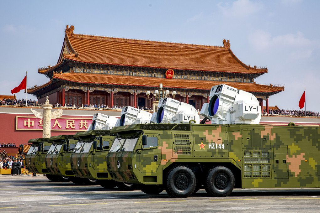 China’s LY-1 shipborne laser weapon displayed during the V-Day military parade in Beijing, 2025. (Source: Getty Images)