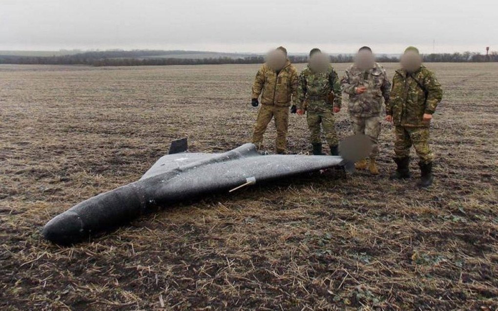 Destroyed Russian Geran loitering munition over Ukraine. Source: Oleksandr Fedienko.