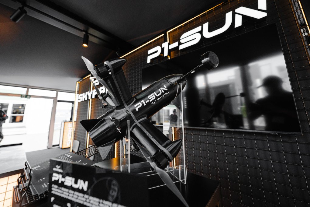 P1-SUN, a Ukrainian drone interceptor designed to counter attack drones at the ILA Berlin 2026. (Source: SkyFall)