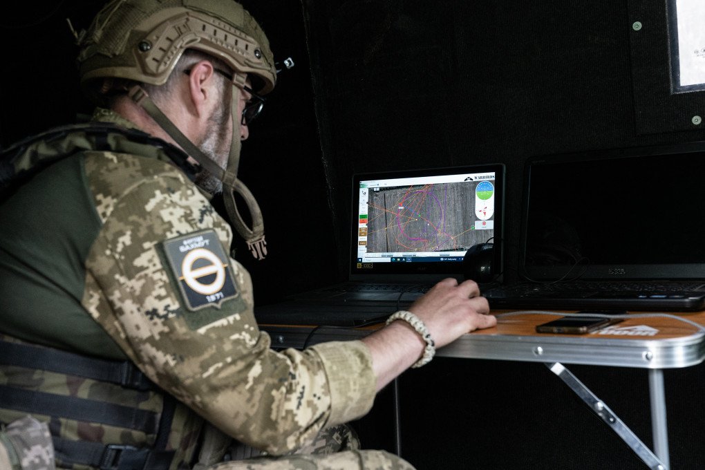 Member of Ukrainian Army Forces operates Aviation Systems of Ukraine Valkyrja drone designed and produced in Ukraine used for reconnaissance of Russian positions in undisclosed location near town of New York Donetsk region. (Photo by Lev Radin via Getty Images)