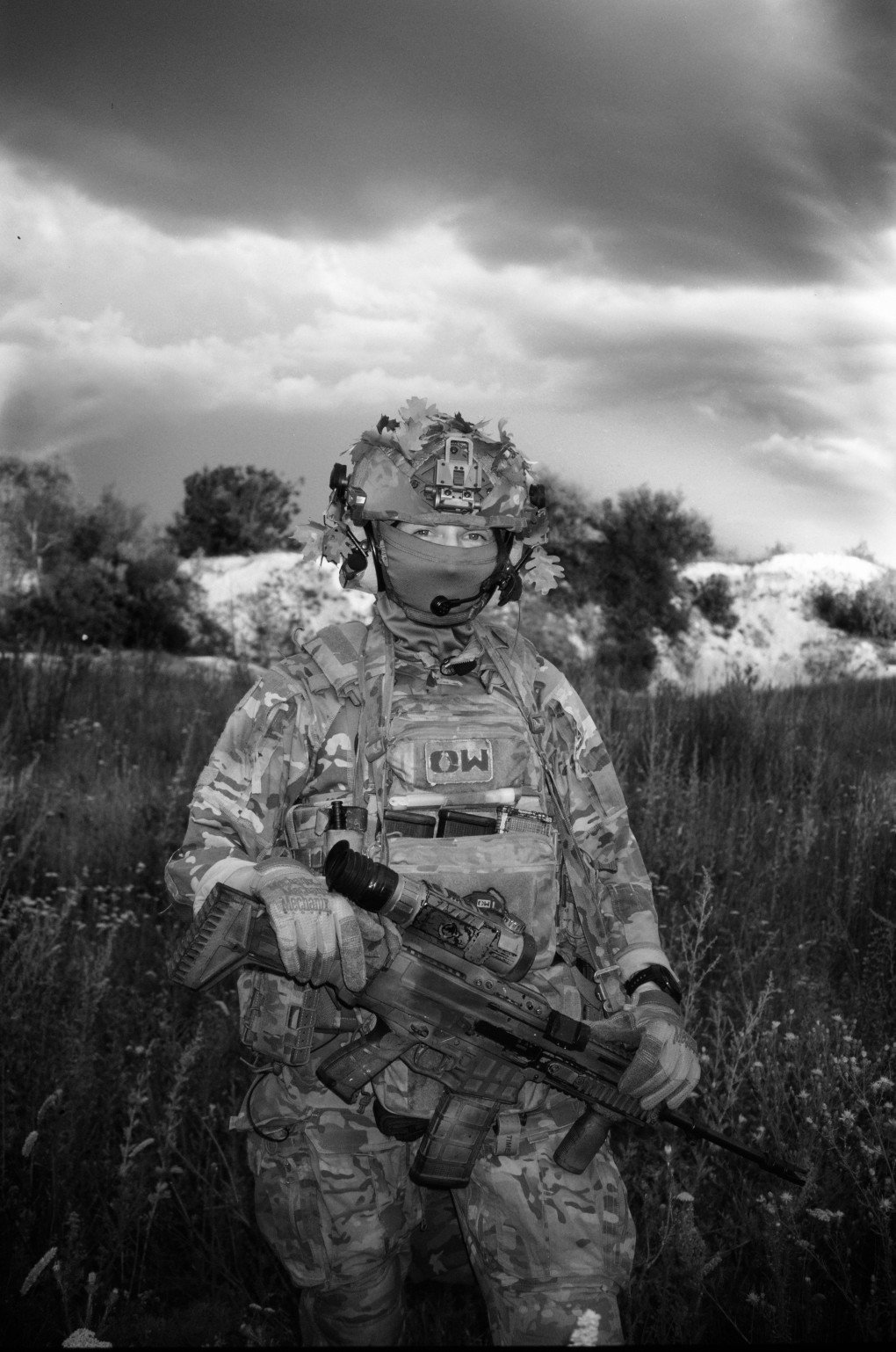 Kita, 31 years old, is a combat medic in the 3rd Assault Brigade, poses for the photo in Izium, Kharkiv region, Ukraine, July 2025. (Source: Joshua Olley) Kita, 31 years old, is a combat medic in the 3rd Assault Brigade, poses for the photo in Izium, Kharkiv region, Ukraine, July 2025. (Source: Joshua Olley)