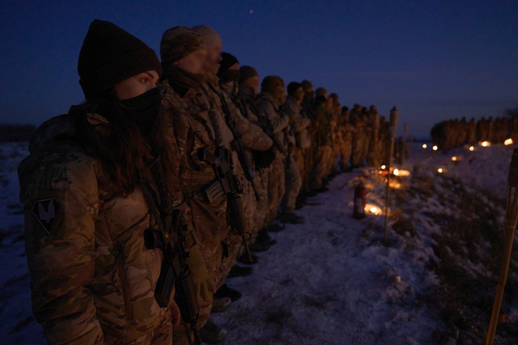 Soldiers of the1st Battalion “Wolfborn” of the 144th Special Operations Forces Center await the start of a military ceremony. March 2026. Photo by Joshua Olley / UNITED24 Media.