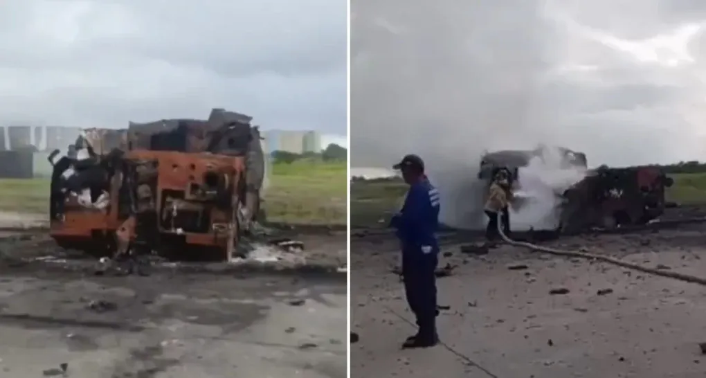 Destroyed 9S510E command post at Higuerote Airport. (Source: Defense Express)