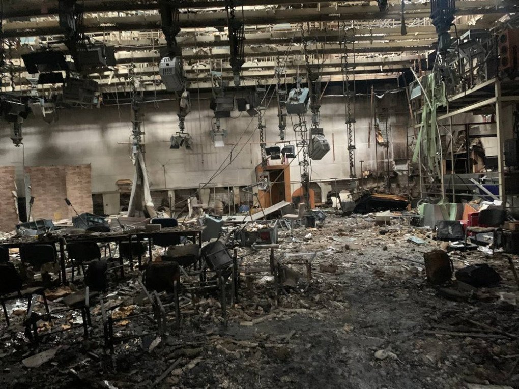 The Suspilne Dnipro studio, destroyed by a Russian attack on the night of November 18, 2025. (Source: Suspilne Dnipro)