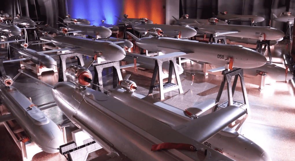 Long-range Peklo missile drones are displayed during the handover of the first batch to Defence Forces on the Day of the Armed Forces of Ukraine. (Source: Getty Images) Long-range Peklo missile drones are displayed during the handover of the first batch to Defence Forces on the Day of the Armed Forces of Ukraine. (Source: Getty Images)