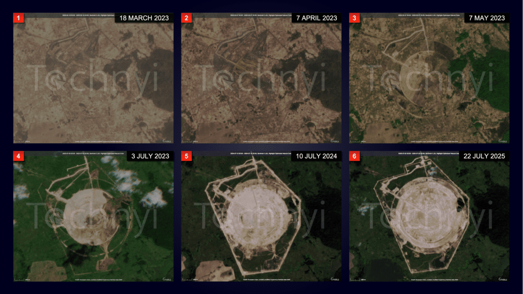 Construction progression of Russia’s new signals intelligence station in Kaliningrad region, shown in satellite images from March 2023 to July 2025. (Source: Tochnyi) Construction progression of Russia’s new signals intelligence station in Kaliningrad region, shown in satellite images from March 2023 to July 2025. (Source: Tochnyi)