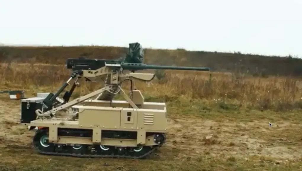 Ukrainian Droid ground combat robot, armed with a 12,7mm machine gun. (Source: Ministry of Defense of Ukraine) Ukrainian Droid ground combat robot, armed with a 12,7mm machine gun. (Source: Ministry of Defense of Ukraine)