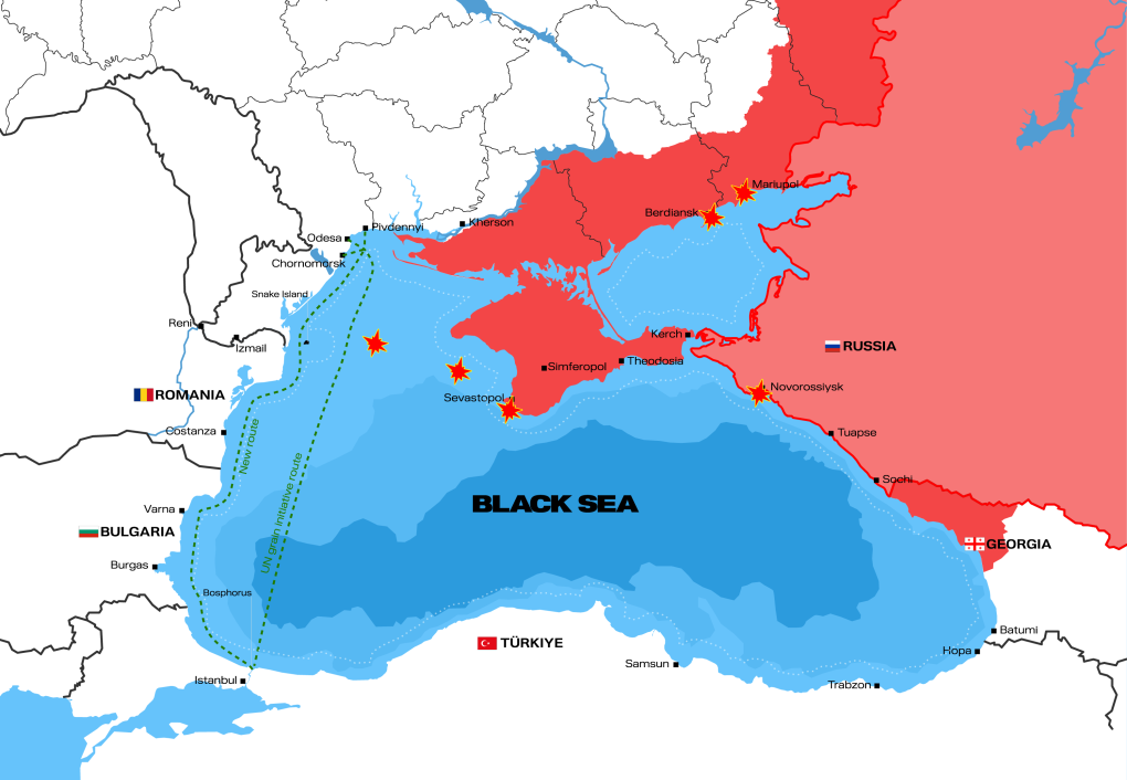 Black sea region. Illustration: UNITED24 Media Black sea region. Illustration: UNITED24 Media