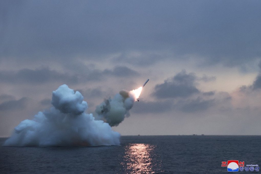 North Korean submarine firing a ballistic missile from an underwater position. (Source: KCNA)