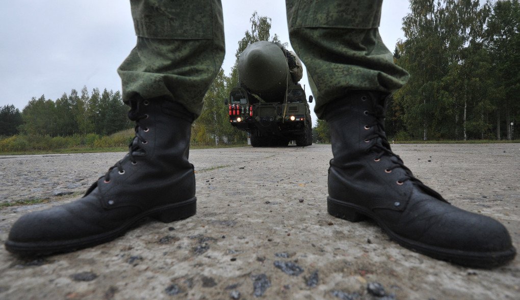 Seen through the legs of a Russian soldier a RS-24 Yars thermonuclear intercontinental ballistic missile launcher rolls at a strategic missile forces base near the town of Teykovo, some 200 km northeast of Moscow, on September 22, 2011. (Source: Getty Images) Seen through the legs of a Russian soldier a RS-24 Yars thermonuclear intercontinental ballistic missile launcher rolls at a strategic missile forces base near the town of Teykovo, some 200 km northeast of Moscow, on September 22, 2011. (Source: Getty Images)