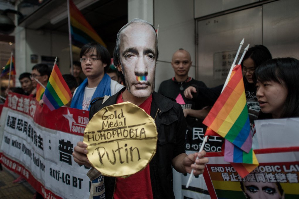 Protesters against Russia's anti-gay legislation and a law banning the dissemination of so-called "gay propaganda" to minors. (Source: Philippe Lopez via Getty Images) Protesters against Russia's anti-gay legislation and a law banning the dissemination of so-called "gay propaganda" to minors. (Source: Philippe Lopez via Getty Images)