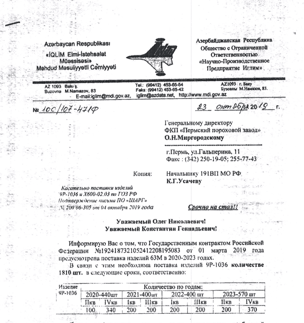 This document shows the anticipated quantity of goods from Perm to Iglim from 2019 forward. Document from Iglim in 2019