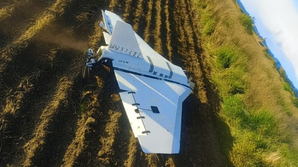 Un dron ruso tipo Shahed que se estrelló en un campo en Polonia tras ser interceptado. (Foto: fuente abierta)