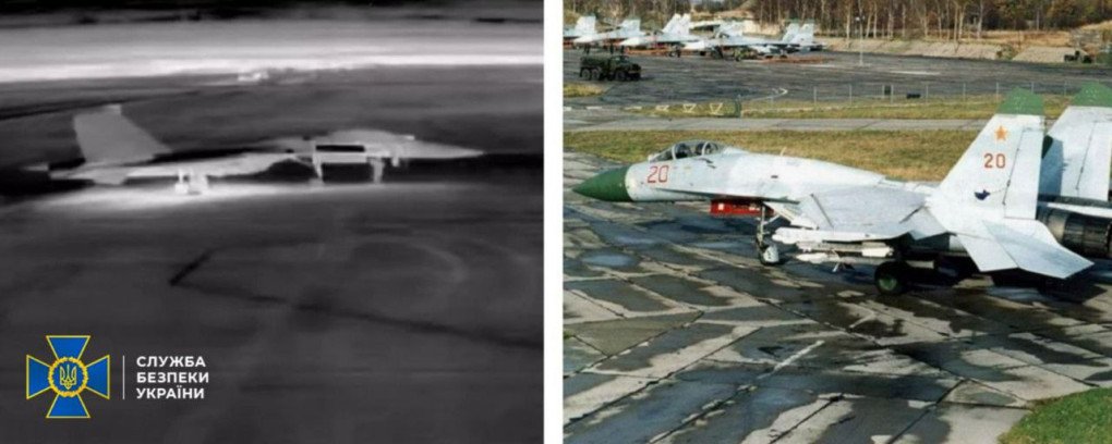 The targeted Russian Su-27 in Belbek, seen from the lenses of the SBU drone. The strike inflicted ~$70 million in losses. (Source: SBU) The targeted Russian Su-27 in Belbek, seen from the lenses of the SBU drone. The strike inflicted ~$70 million in losses. (Source: SBU)