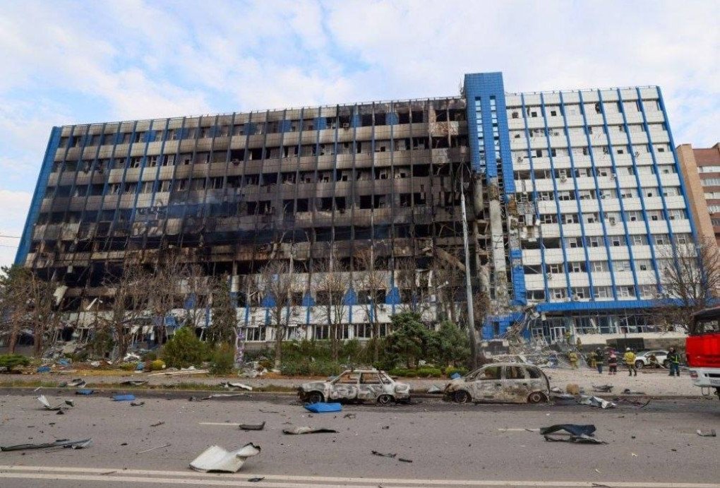 Damage to a “Lugacom“ telecommunications facility following a reported Ukrainian drone strike in Russian-occupied Luhansk. (Source: Exilenova+) Damage to a “Lugacom“ telecommunications facility following a reported Ukrainian drone strike in Russian-occupied Luhansk. (Source: Exilenova+)