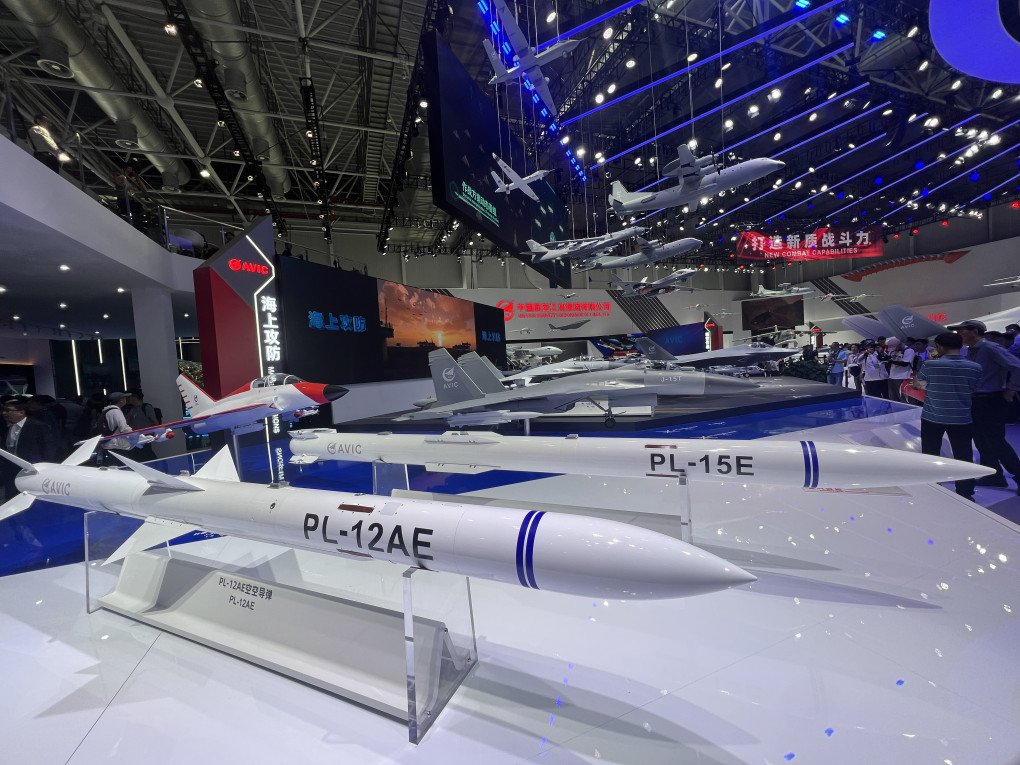 PL-12 AE air-to-air missile is on static display during the 15th China International Aviation and Aerospace Exhibition, or Airshow China 2024, on November 12, 2024, in Zhuhai, Guangdong Province of China. (Source: Getty Images) PL-12 AE air-to-air missile is on static display during the 15th China International Aviation and Aerospace Exhibition, or Airshow China 2024, on November 12, 2024, in Zhuhai, Guangdong Province of China. (Source: Getty Images)