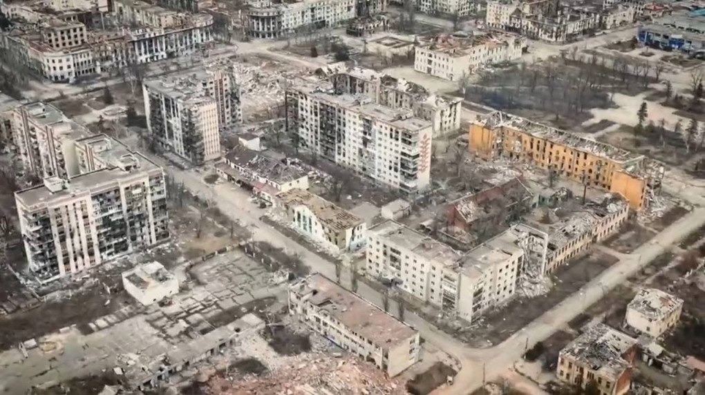 Destroyed apartment blocks and public buildings are seen in central Bakhmut on March 12, 2026, nearly three years after Russian forces occupied the city. (Source: kazansky2017/Telegram) Destroyed apartment blocks and public buildings are seen in central Bakhmut on March 12, 2026, nearly three years after Russian forces occupied the city. (Source: kazansky2017/Telegram)