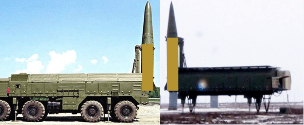 The differences in the models: the 9M723 (L) and the 9M723-2 dubbed the Iskander-1000 (R). The differences in the models: the 9M723 (L) and the 9M723-2 dubbed the Iskander-1000 (R).