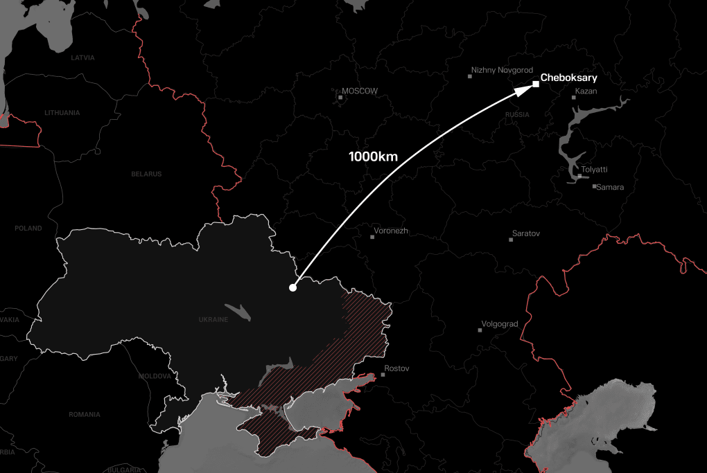  VNIIIR Progress Cheboksary Russia deep strike map UNITED24 Media illustration