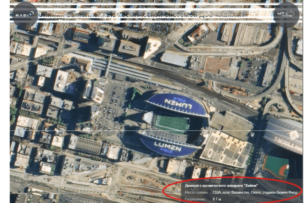 Satellite imagery from Khayyam Satellite, Lumen Field Stadium, Seattle, Washington, USA. 