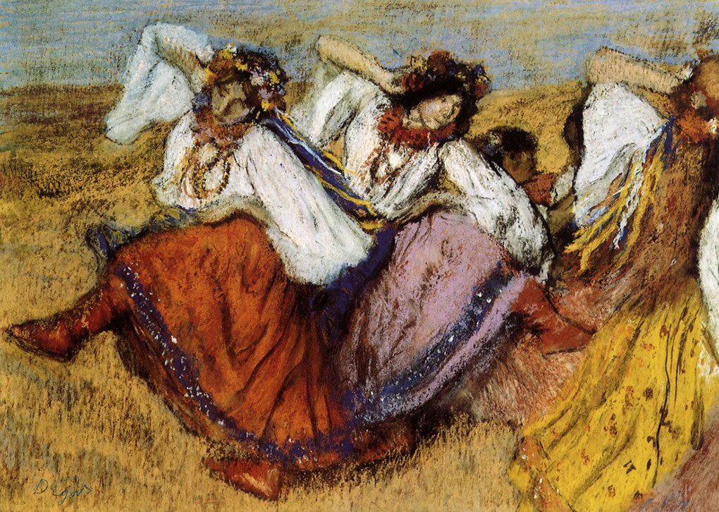 Matviichuk: “I often tell the story of a painting by Degas at the Metropolitan Museum of Art. It depicts girls in national dress. For many years, the painting was titled “Russian Dancers”—but the girls are wearing vyshyvankas and flower wreaths, traditional Ukrainian clothing.” Photo: Picturenow/Universal Images Group via Getty Images