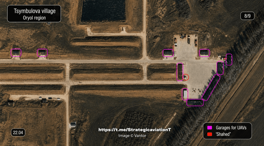 Tsymbulova launch point of Russian jet-powered Geran drones, April 22, 2026. (Source: StrategicaviationT/Telegram)