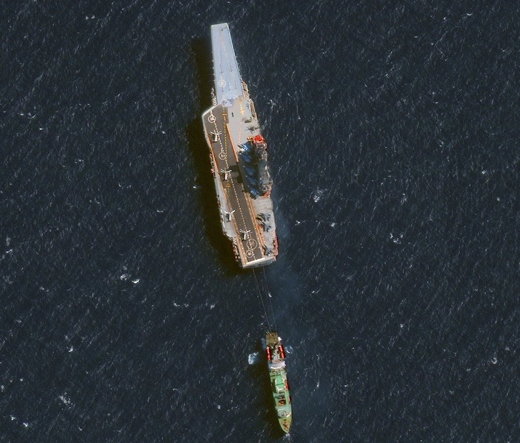 Satellite imagery of Russia’s aircraft carrier, Admiral Kuznetsov, in the Alboran Sea just off the coast of Morocco, west of the Straight of Gibraltar on October 28, 2016. (Source: Getty Images)