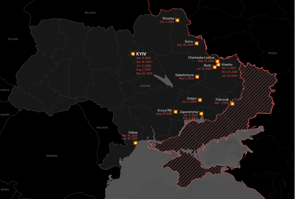 Map of documented double-taps in Ukraine