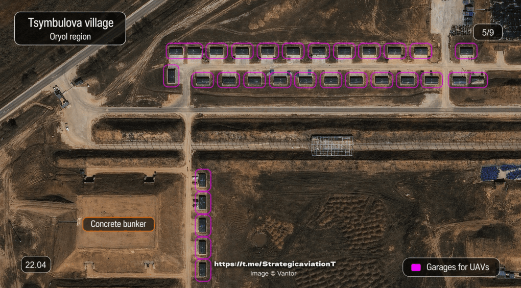 Tsymbulova launch point of Russian jet-powered Geran drones, April 22, 2026. (Source: StrategicaviationT/Telegram)