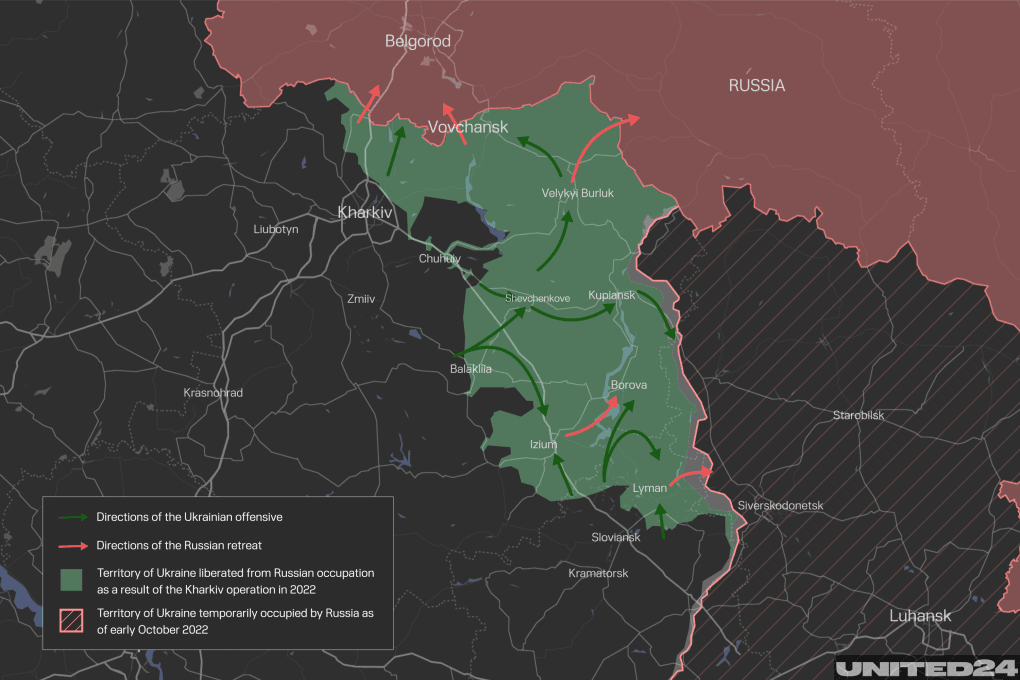Ukraine’s counteroffensive in the Kharkiv region in 2022. Illustration: UNITED24 Media