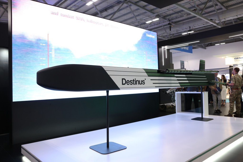 A Destinus Ruta Block 2 missile at the Farnborough International Airshow in Farnborough, UK, on Tuesday, July 21, 2026. (Source: Getty Images) A Destinus Ruta Block 2 missile at the Farnborough International Airshow in Farnborough, UK, on Tuesday, July 21, 2026. (Source: Getty Images)