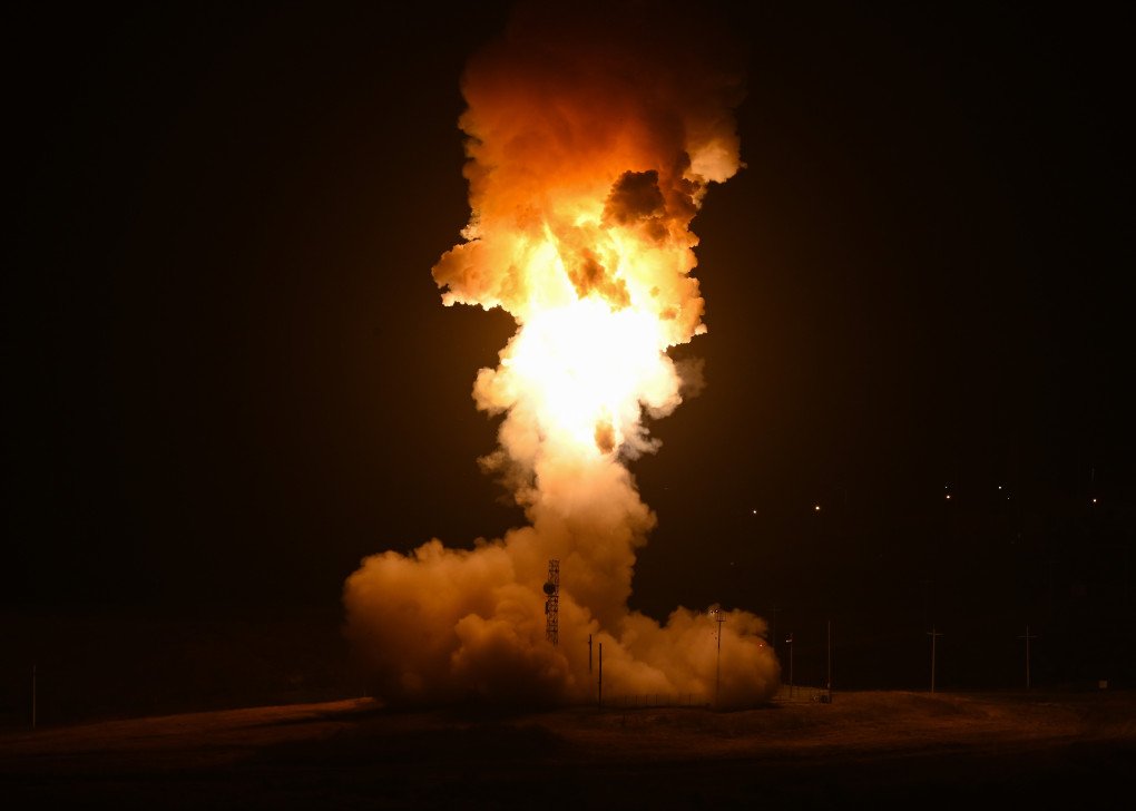 An operational test launch of an Air Force Global Strike Command unarmed Minuteman III intercontinental ballistic missile launched from Vandenberg Space Force Base, California. (Source: AFSTRAT Air) An operational test launch of an Air Force Global Strike Command unarmed Minuteman III intercontinental ballistic missile launched from Vandenberg Space Force Base, California.