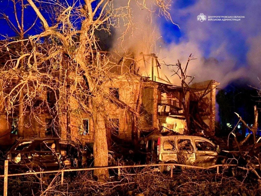 Emergency crews respond after a Russian attack damaged residential buildings in Dnipro overnight. (Source: Dnipropetrovsk Regional Military Administration)
