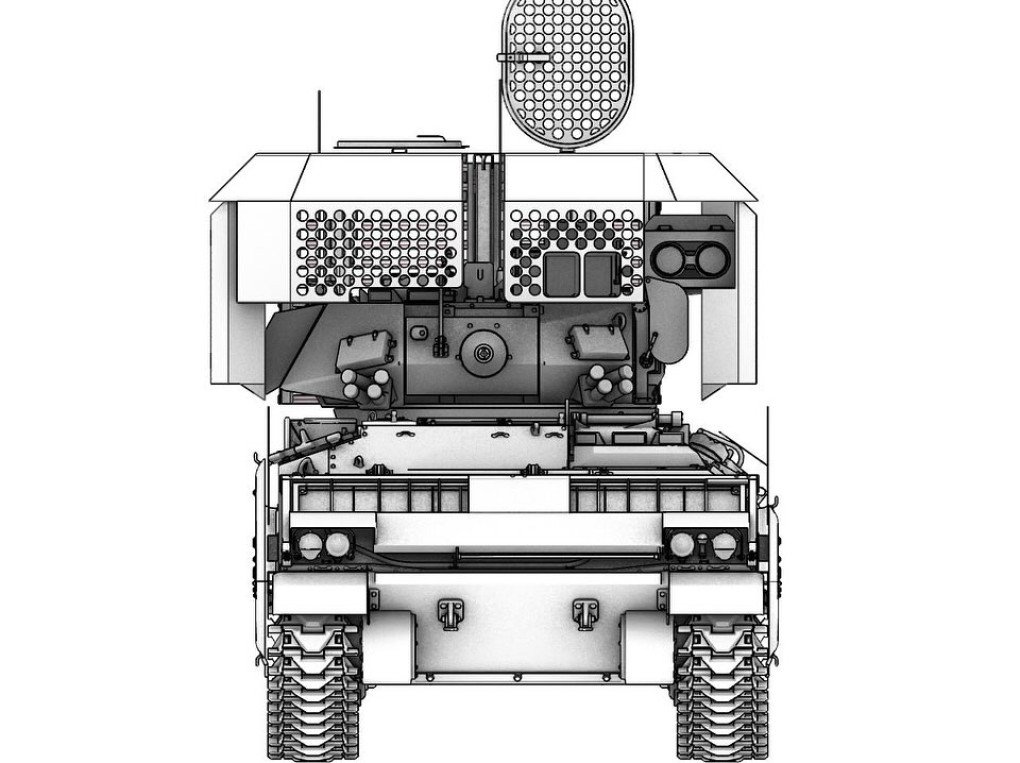 3D model of Bradley with Tower 1 system. Rear view. (Source: Iron Nuts)