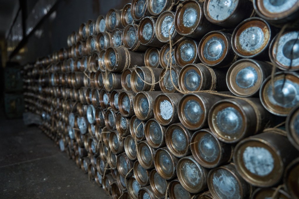 Walls of the factory lined with munitions. (Source: UNITED24 Media/ Mykyta Shandyba) Walls of the factory lined with munitions. (Source: UNITED24 Media/ Mykyta Shandyba)