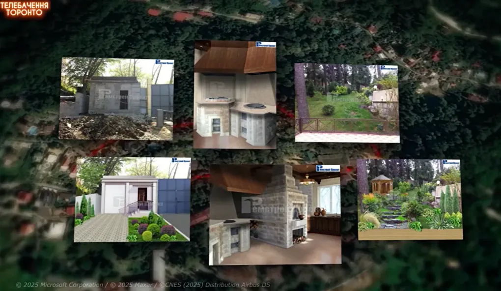 Graphic from the Telebachennia Toronto investigation showing construction images linked to the Blagodat estate in Sochi. Graphic from the Telebachennia Toronto investigation showing construction images linked to the Blagodat estate in Sochi.