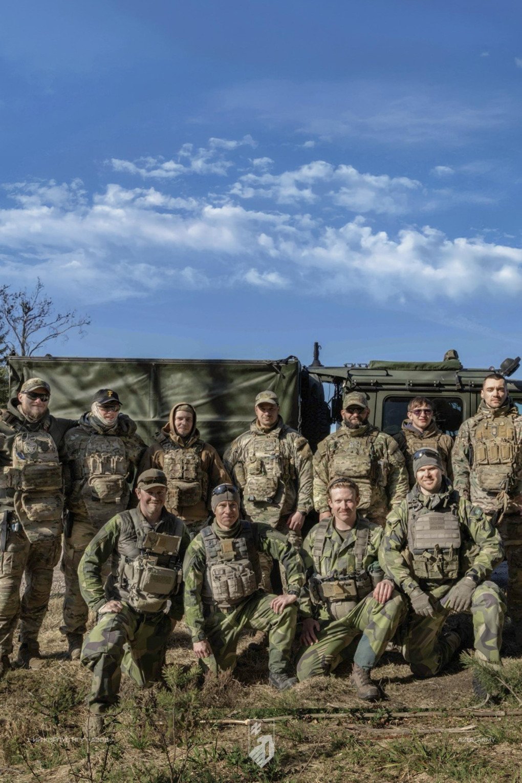Ukrainian and Swedish drone operators pose for a joint photo at exercise Aurora 26. Photo by Swedish Armed Forces. Source: The 1st Corps of the Ukrainian National Guard “Azov” Ukrainian and Swedish drone operators pose for a joint photo at exercise Aurora 26. Photo by Swedish Armed Forces. Source: The 1st Corps of the Ukrainian National Guard "Azov"