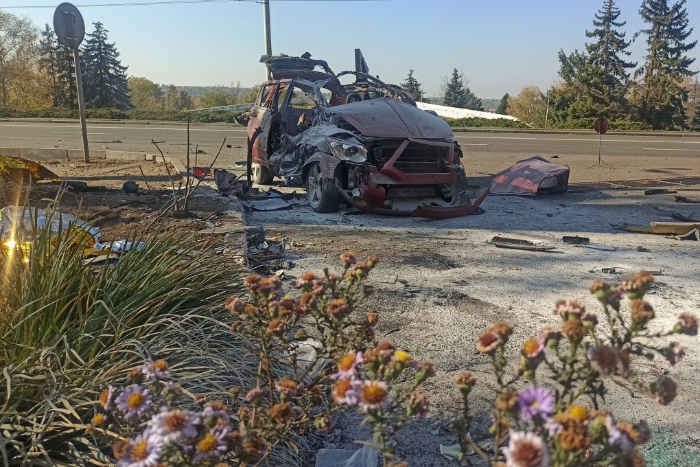 Wreckage of car in which Ukrainian journalists Olena Hubanova and cameraman Yevhen Karmazin were killed, Kramatorsk the Donetsk region. Photo by Artem Stepanov/Suspilne Ukraine/JSC “UA: PBC"/Global Images. Wreckage of car in which Ukrainian journalists Olena Hubanova and cameraman Yevhen Karmazin were killed, Kramatorsk the Donetsk region. Photo by Artem Stepanov/Suspilne Ukraine/JSC “UA: PBC"/Global Images.